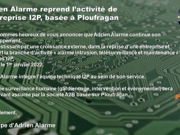 Adrien Alarme reprend l’activité de l’entreprise I2P, basée à Ploufragan

Nous sommes heureux de vous annoncer que Adrien Alarme continue son développement,...